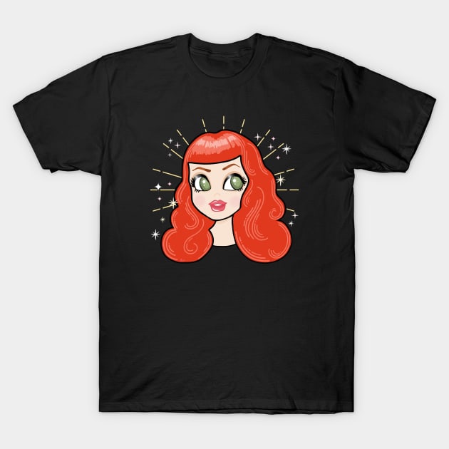 Cutie Pie Retro Cartoon Redhead T-Shirt by LittleBunnySunshine